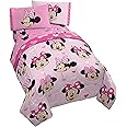 Jay Franco Disney Minnie Mouse Hearts N Love 4 Piece Twin Bed Set - Includes Reversible Comforter & Sheet Set - Super Soft Fade Resistant Microfiber - (Official Disney Product)