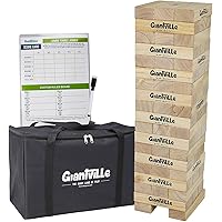 Giant Tumbling Timber Toy - Jumbo Wooden Blocks Floor Game for Kids and Adults, 56 Pieces, Premium Pine Wood, Carry Bag…