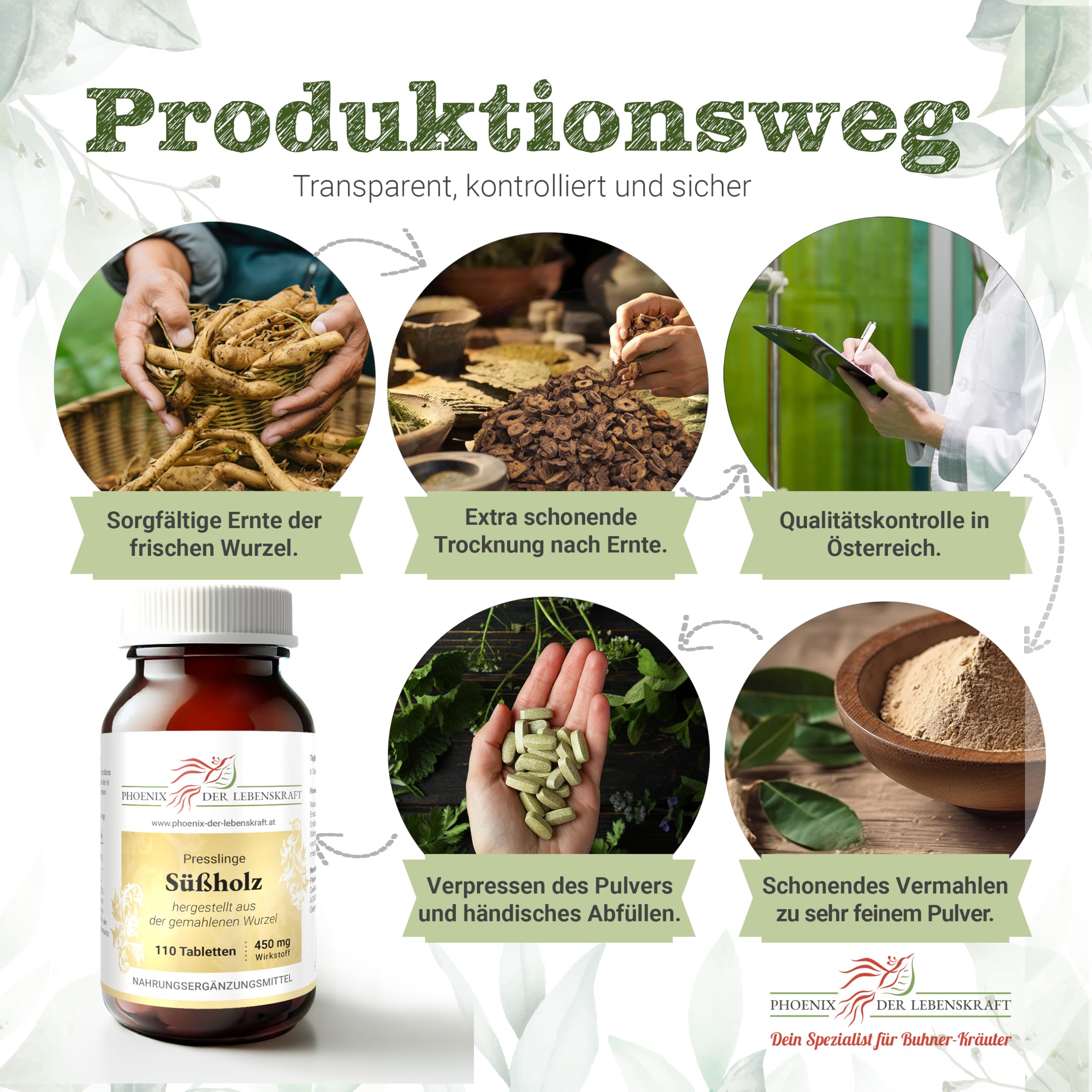 Süßholz Tabletten à 450mg Wirkstoff (Glycyrrhiza glabra, Süßholzwurzel), Premium Qualität, Hergestellt in Österreich, Tabletten statt Kapseln, Vegan 5