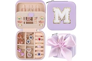 CHMI Travel Jewelry Case, Purple Travel Jewelry Box, Travel Jewelry Organizer, Travel Gifts for Women Girls, Jewelry Organizer Box, Birthday Gifts for Women, Christmas Gifts for Teens Girls - M