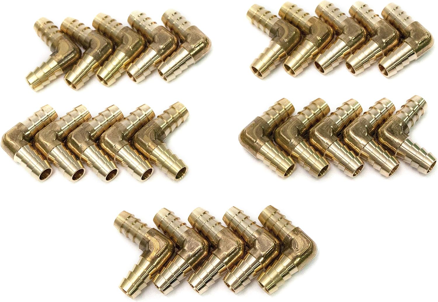 LTWFITTING 90 Deg Elbow Brass Barb Fitting 3/8-Inch x3/8-Inch(10mm) Hose ID Air/Water/Fuel/Oil/Inert Gases (Pack of 25)