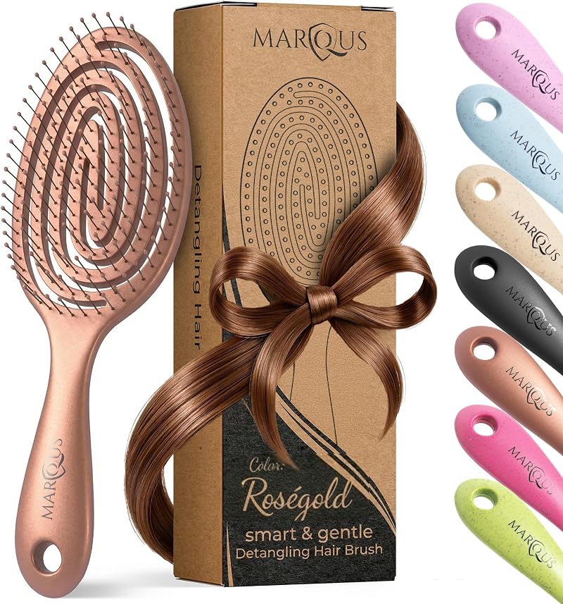 marQus Detangle Hair Brush Rose Gold – No-Pull Bristles for All Hair Types