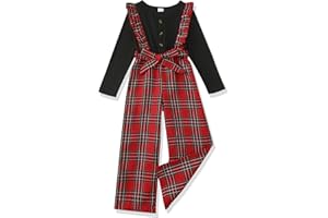SODLON Girls Jumpsuit Kids Tween Clothes Fashion Ruffle Wide Leg Belted Romper Spring Winter Fall Outfits