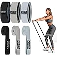 Hurdilen Resistance Bands Set - 3 Pull Up and 3 Assistance Bands With Door Anchor for Legs, Glutes, Hip - Fabric Loop Workout Bands for Gym, Home, Office
