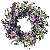 ANDALUCA Natural Botanical Dried Floral & Eucalyptus Wreath (Magenta Floral)