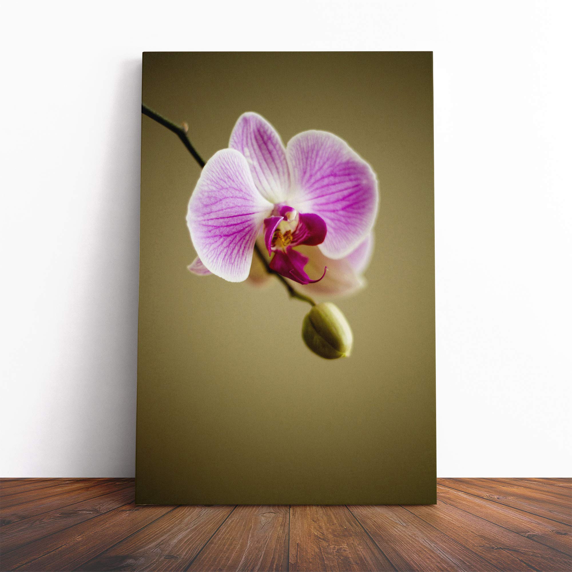 Pink Orchid Flower (3) Canvas Print | Gallery Wrapped 30mm Frame Wall Art | 20x14 inches | Ready to Hang | Modern Floral Picture | Living Room Bedroom Lounge Office