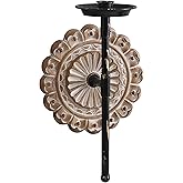 SOFE Vintage Taper Candle Wall Sconce, Floral Medallion Design, Indoor Decorative Wall Candle Holders, Antique Bronze Wood an
