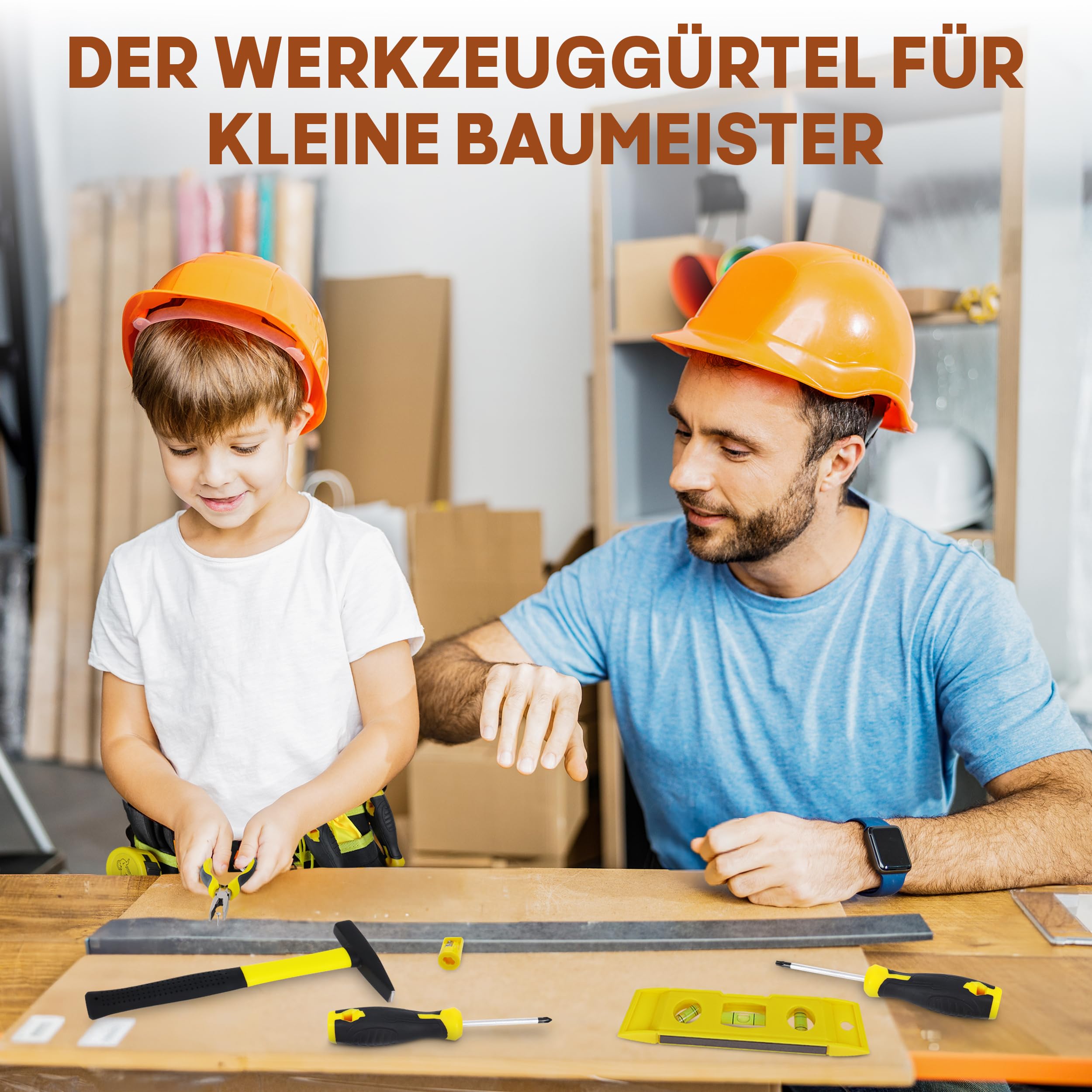 Eli® Werkzeuggürtel für Kinder ab 6 Jahre - echtes Kinderwerkzeug Set 6