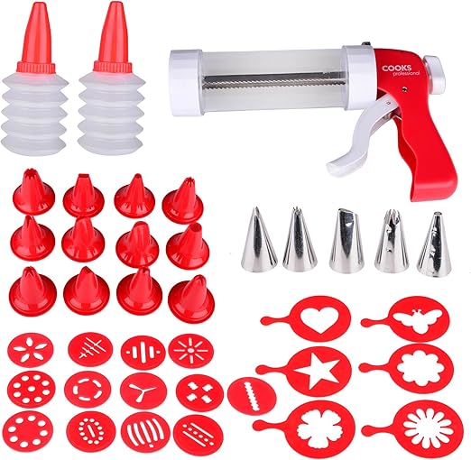Cooks Professional Cookie Press Kit with Press Gun, Decorating Pieces