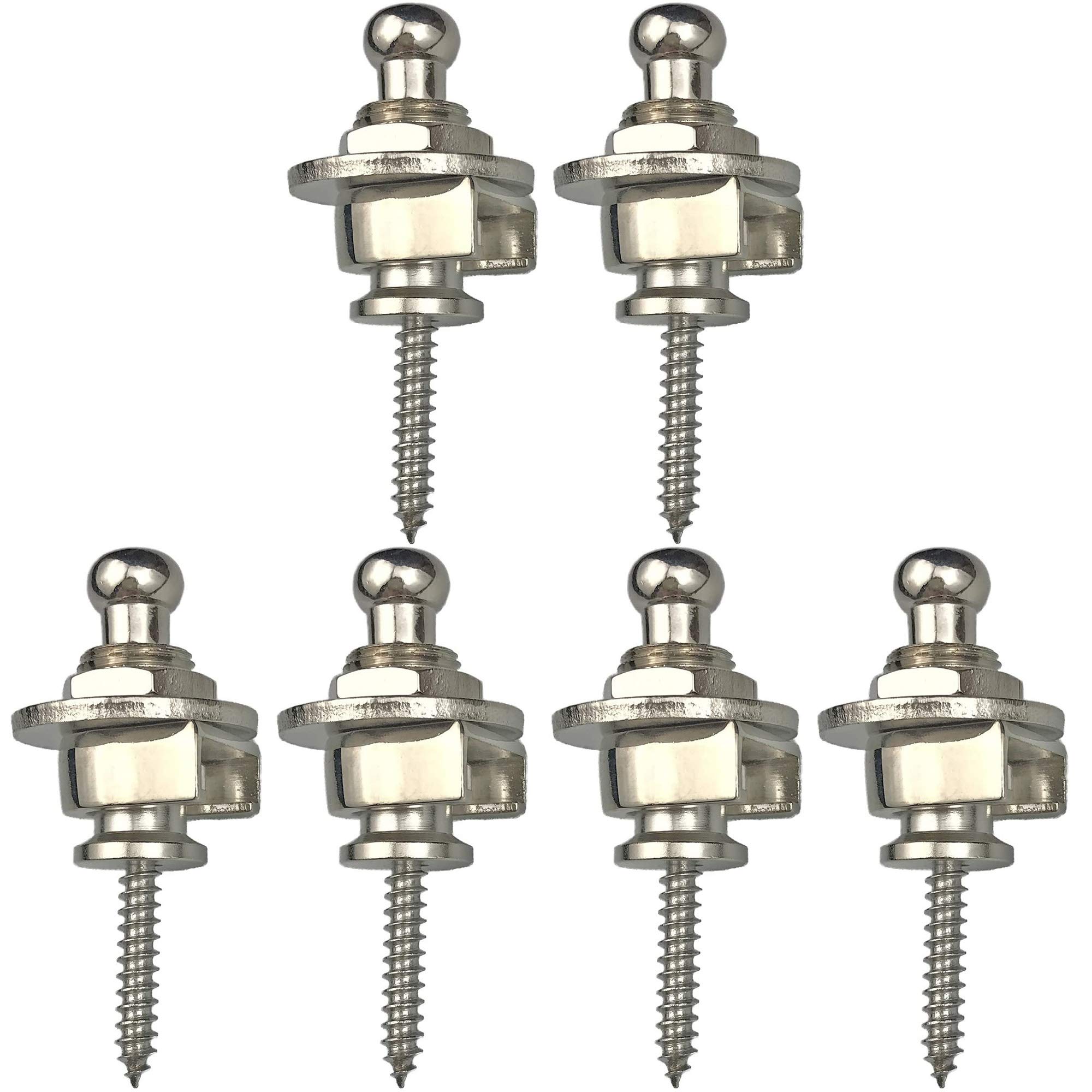 POFET 6pcs Guitar Strap Lock Anti-stripping Lock System for Guitar and Bass Strap - Silver