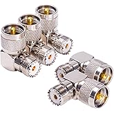 Goupchn UHF PL259 Male to SO239 Female RF Coax Coaxial Connector Adapter Right Angle 90° Low Loss 2 Pack for CB Ham Radio Ant