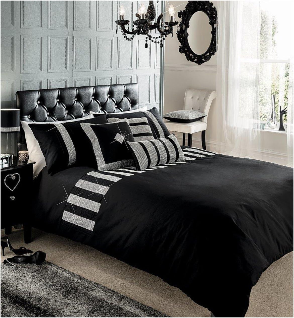 Gaveno Cavailia 1 x Sequence Lace Bed Set with Duvet Cover and Pillow