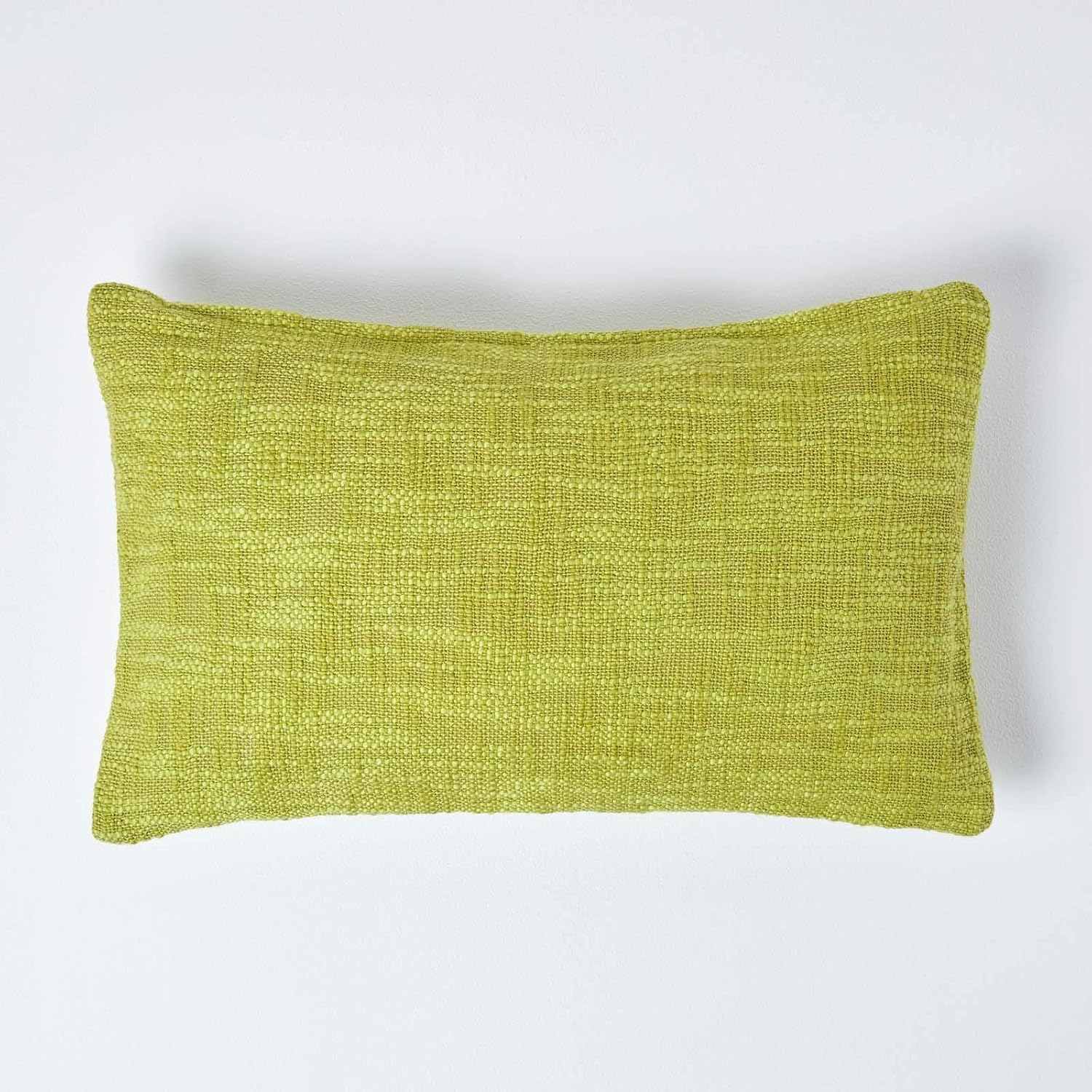 HOMESCAPES Lime Green 12 x 20 Inch Nirvana Pure Slub Cotton Cushion