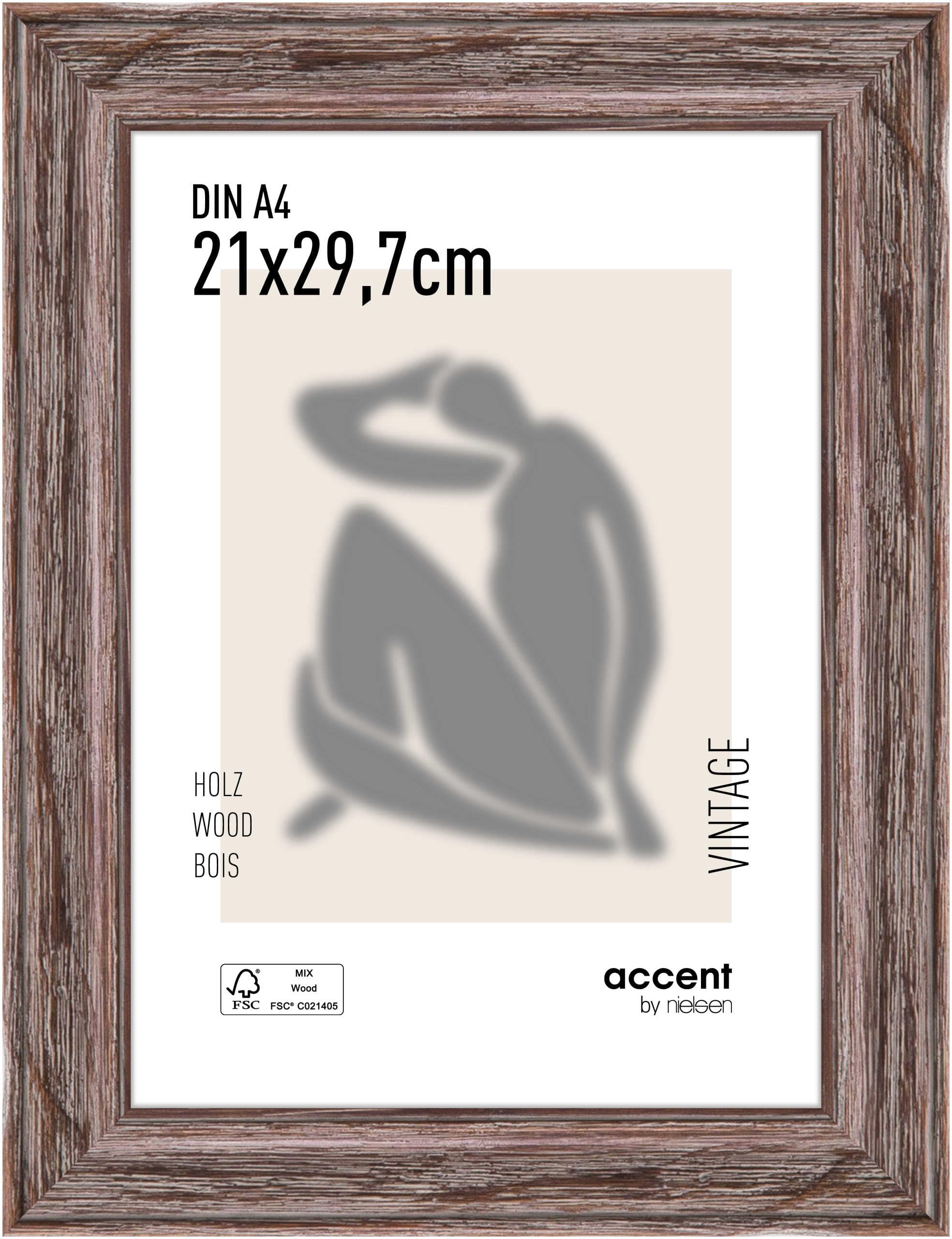 accent by nielsen wood picture frame Vintage, 21x29,7 (A4) cm, brown