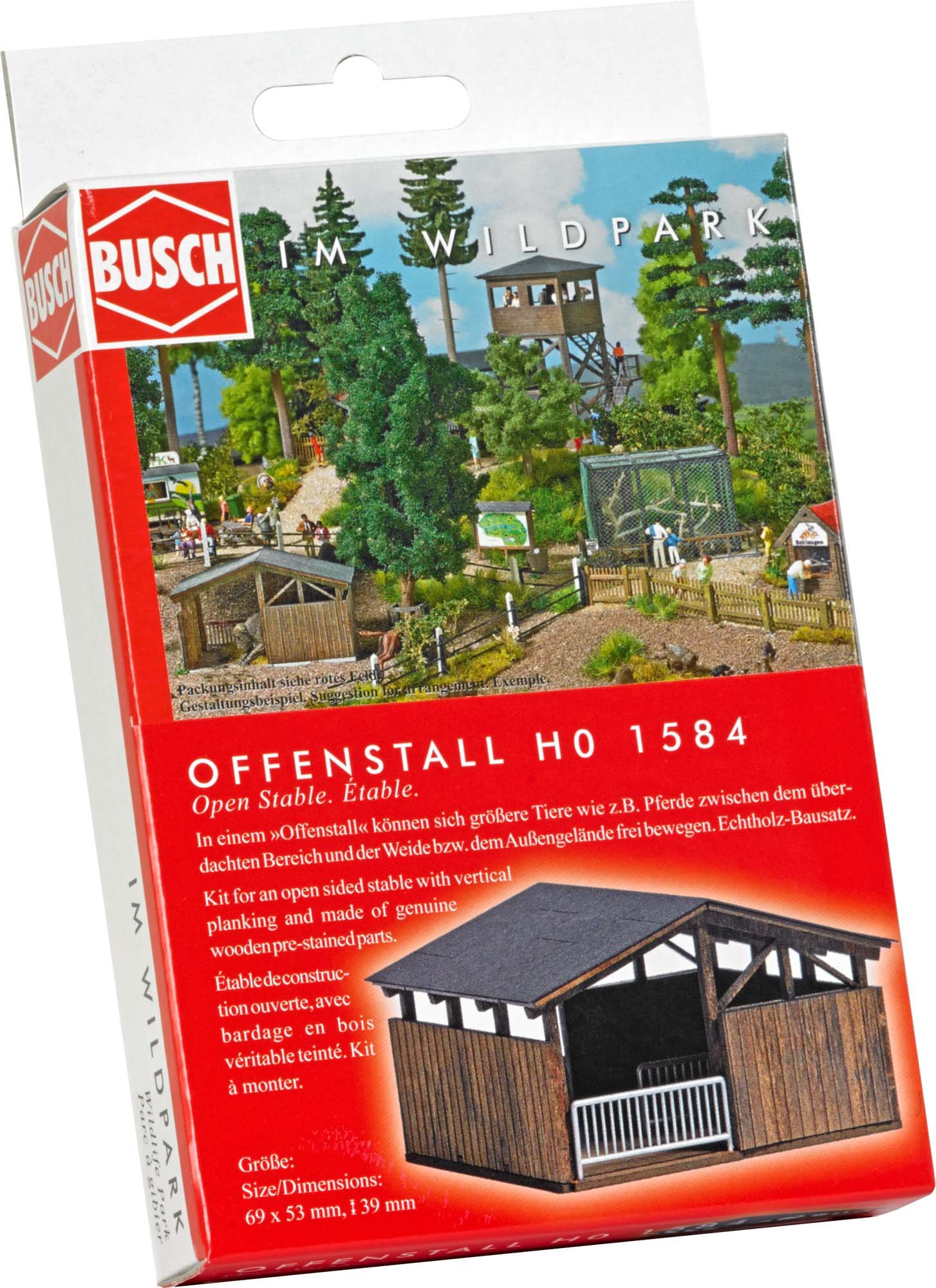 Busch 1584 Open Stable HO Structure Scale Model