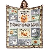 PZLSIEU Pomeranian Gifts for Women, Pomeranian Blankets 60''x50'', Pomeranians Mom Gifts, Gift for Pomeranians Dog Owners Lovers Woman Decorations Throw Blanket for Birthday Mothers Day Christmas
