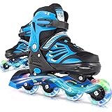 Lamberia Adjustable Inline Skates for Adult Women and Men, Outdoor & Indoor Roller Skates with Light Up Wheels for Beginner K