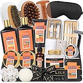 27Pcs Valentines Day Gifts Spa Gift Basket for Men - Bath and Body Gift Basket Set for Dad with Massager | Perfect Gifts for Christmas, Fathers Day, Birthday Gift Beard Bath Spa Gift Set for Men