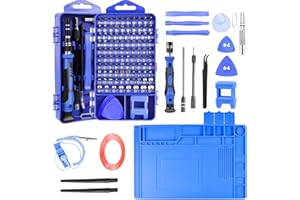 ZINONMAX Precision Screwdriver Set Phone Repair Tool Kit, 130 In 1 DIY Repair Kit With Anti Static Mat ESD Safe Wristband, Magnetic Driver Kit for Electronics/Computer/Pad/Laptop (Blue)