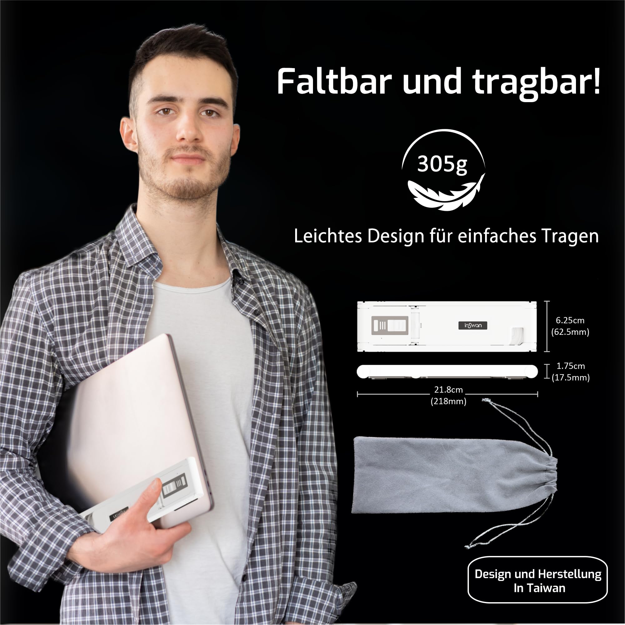 INSWAN INS-Flip 4 – 4K USB Dokumentenkamera/Webcam, 13MP UHD, faltbar, Ultraleicht (305g), Autofokus, Mikrofon & LED, für Unterricht & Webkonferenzen, kompatibel mit macOS, iPad, Windows, Chromebook 9