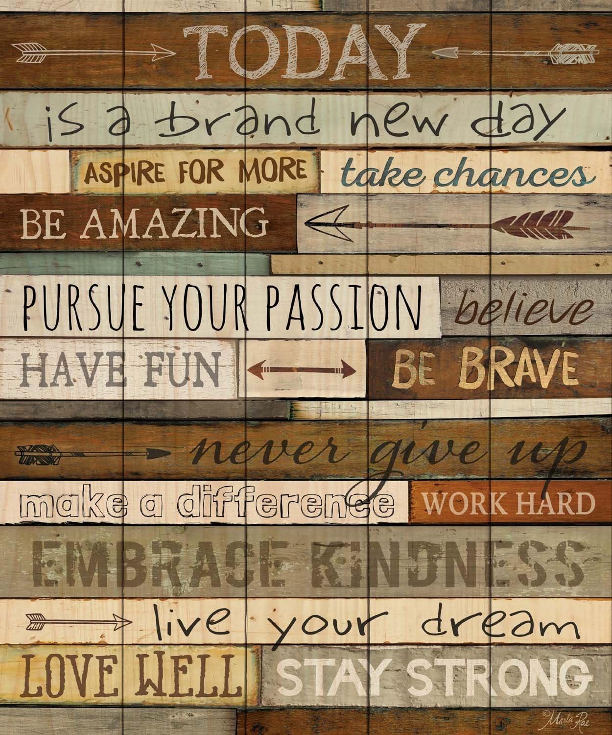 Olga212Patrick Today is a Brand New Day Inspirational Phrases Wood Wall Art Sign Plaque 21 x 18 inches.