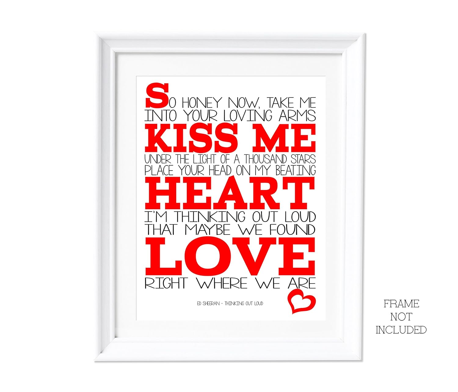 Ed Sheeran Thinking Out Loud Lyrics From Song Typography Art Print Antiquitaten Kunst Com Kunst