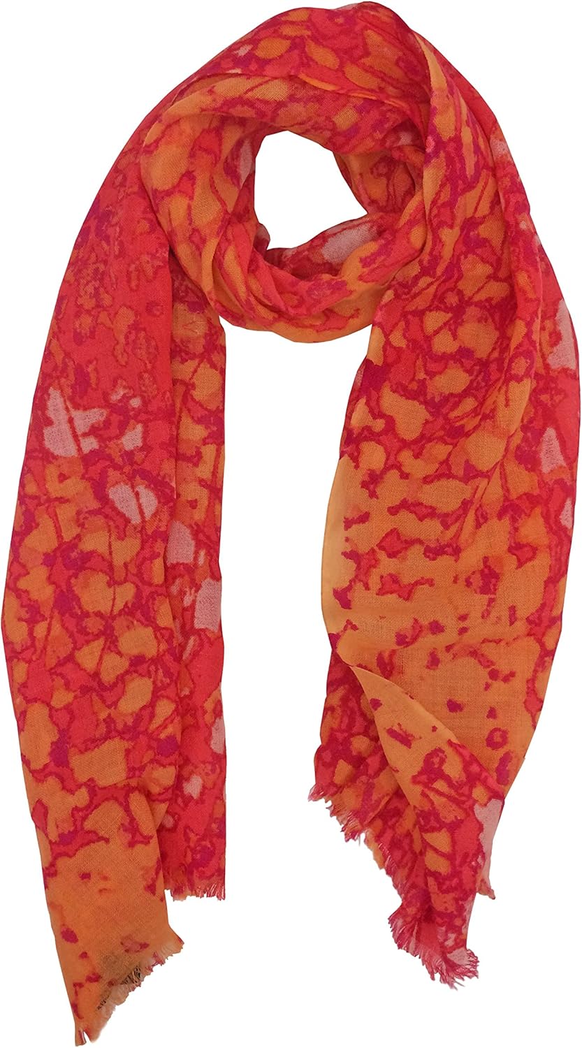 Tahari by Elie Tahari Cluster Animal Printed Lightweight Scarf 100% Merino Wool Coral at  Women’s Clothing store