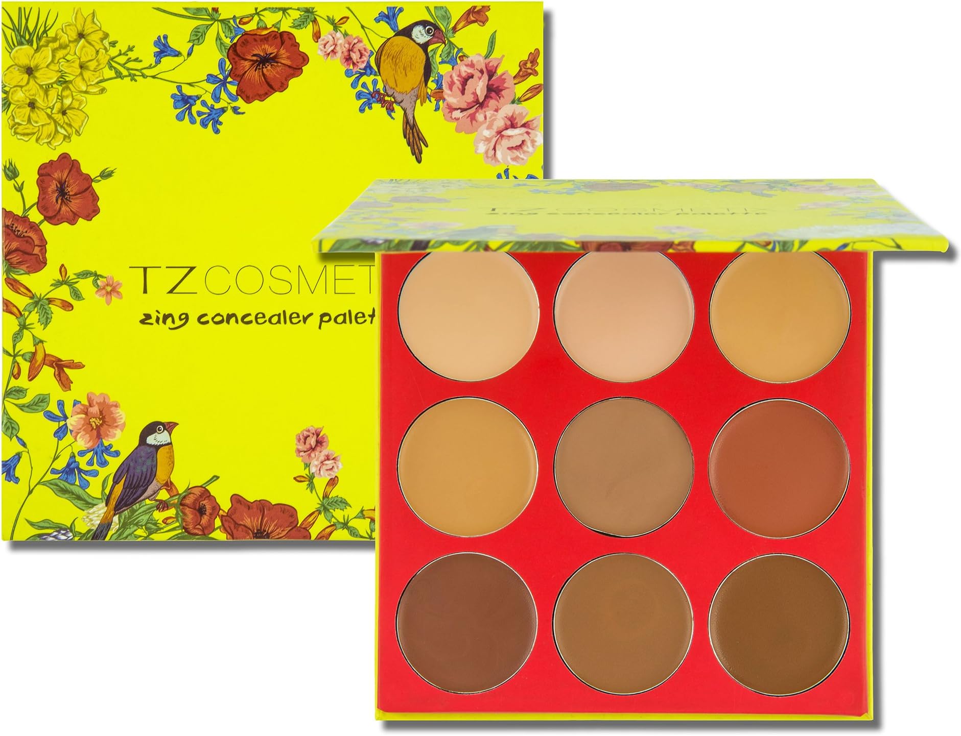 TZ COSMETIX - 9 Colour Bronzer Concealer Makeup Palette - Invisible Pore Wrinkle Cover Brightener Primer - Brighten, Neutralize, Dark Makeup Contour Palette 9zx
