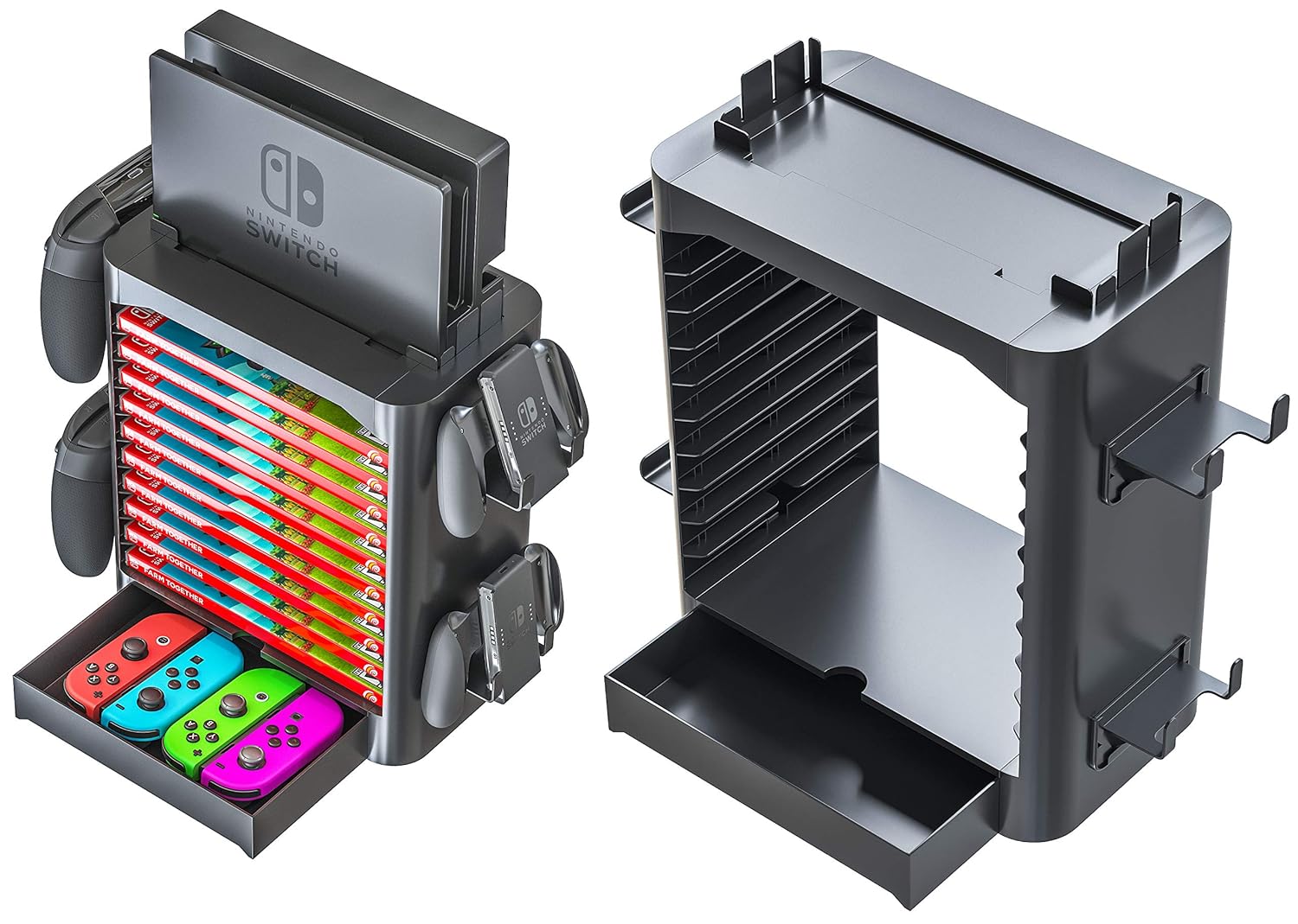 Skywin Game Storage Tower for Nintendo Switch - Game Disk Rack and Controller Organizer Compatible with Nintendo Switch and Accessories: Video Games