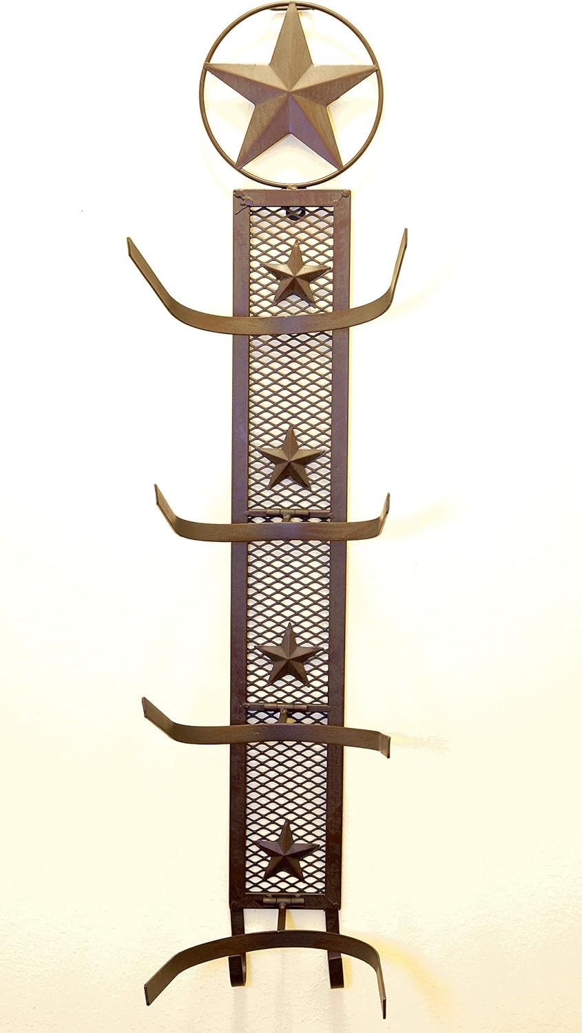 decorative western boot racks on Amazon Com Bestgiftever Metal Star 4 Cowboy Hat Rack Fold Up Wall Hanging Decoration Rustic Western Style Home Kitchen