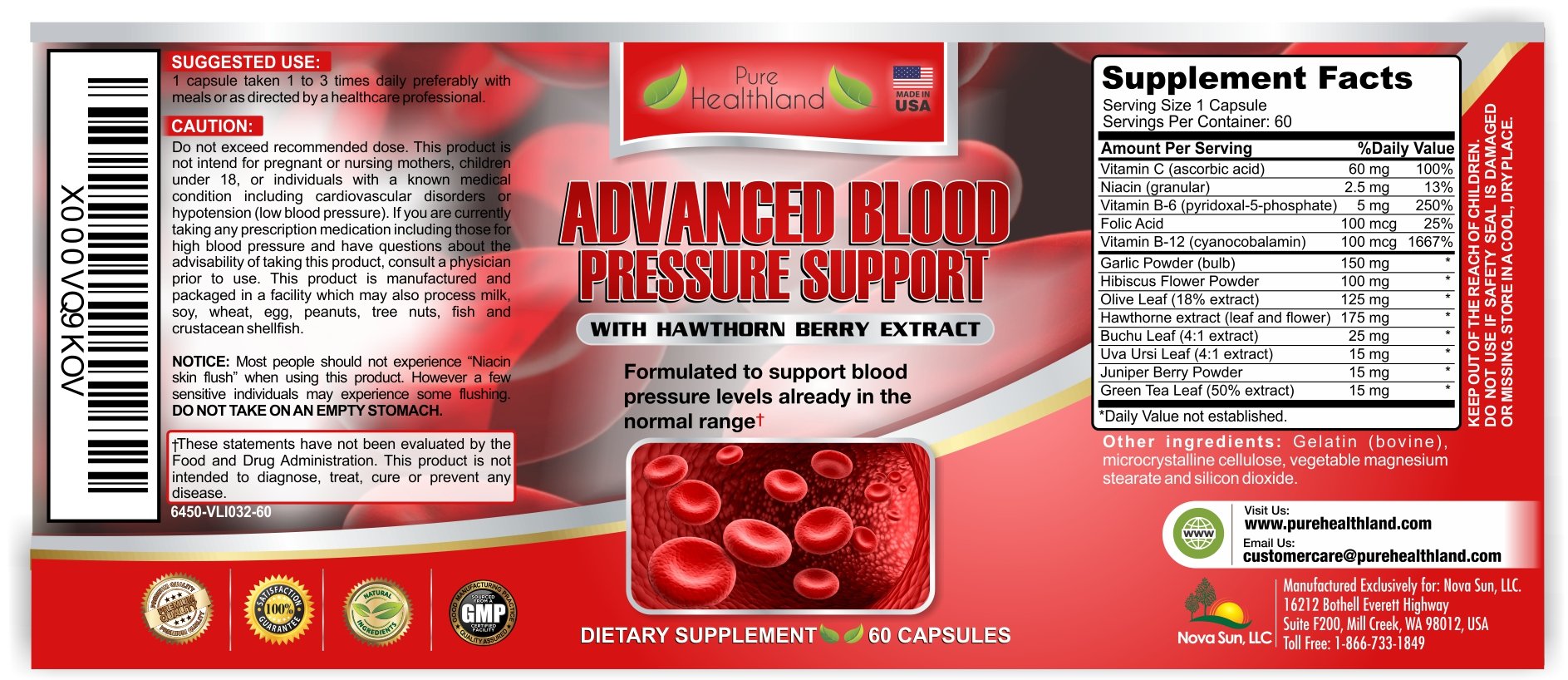 ADVANCED BLOOD PRESSURE SUPPORT Helps Maintain Blood Pressure Levels Already In The Normal Range, Contains Hawthorn Extract And Hibiscus