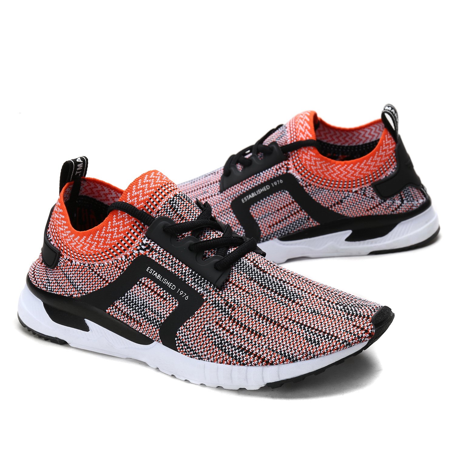 UNMK FUN Women\'s Fashion Lightweight Sneakers Breathable Mesh Soft Sole Casual Athletic Running Walking Shoes (6, Orange)