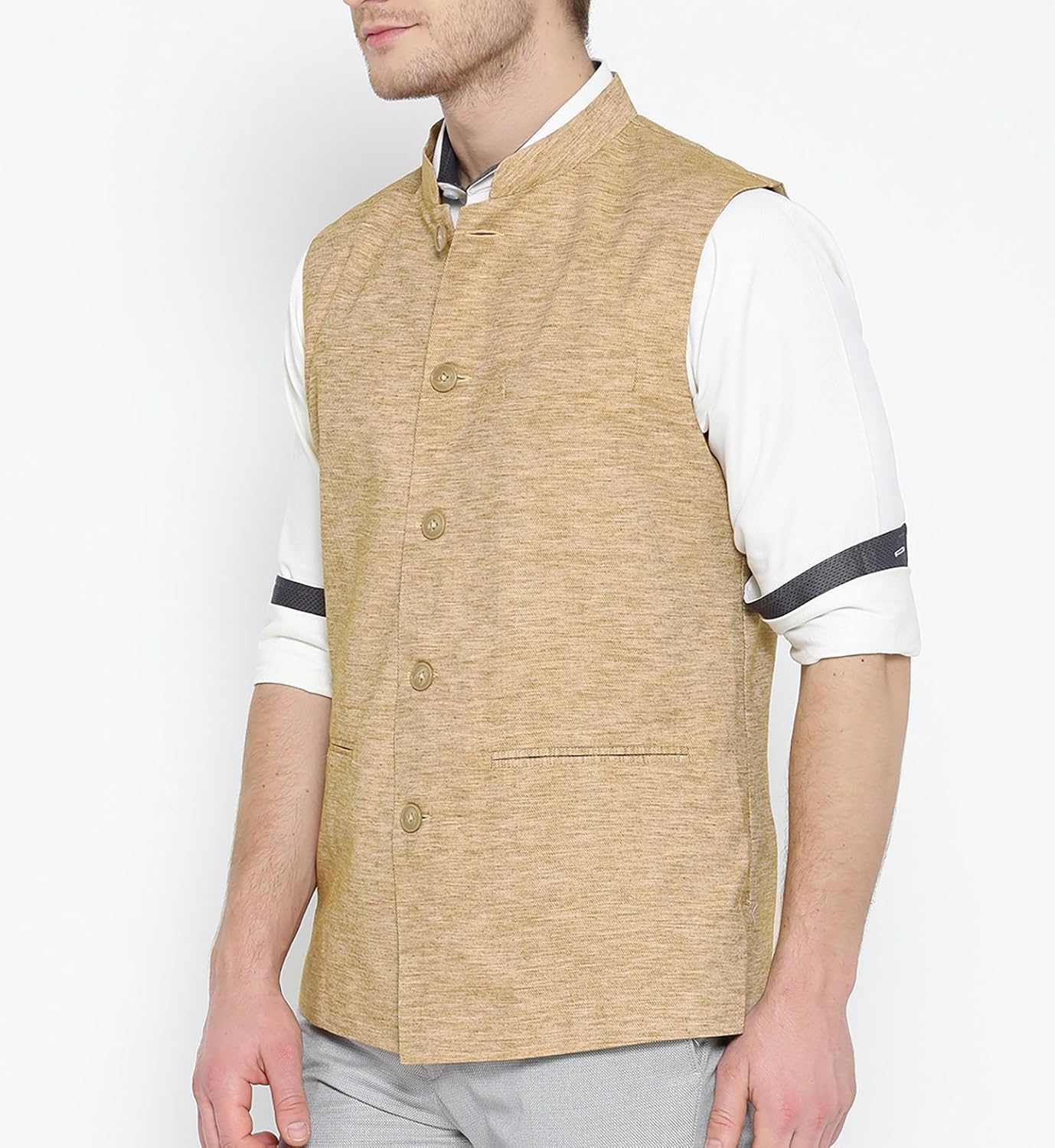 shaftesbury london men's cotton nehru jacket