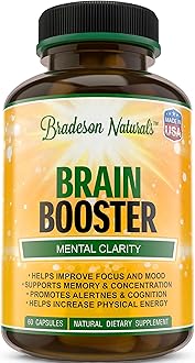 Bradeson Naturals. Supports Mental Clarity. Improves Memory & Focus. Increases Level of Concentration, Cognition & Alertness. Non GMO, Gluten Free