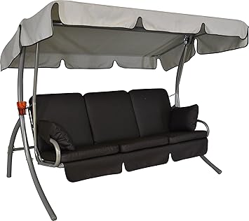 Angerer 51902/130/20 Premium Comfort Hollywoodschaukel Design Leder Schoko, Sonnendach beige, 3-Sitzer