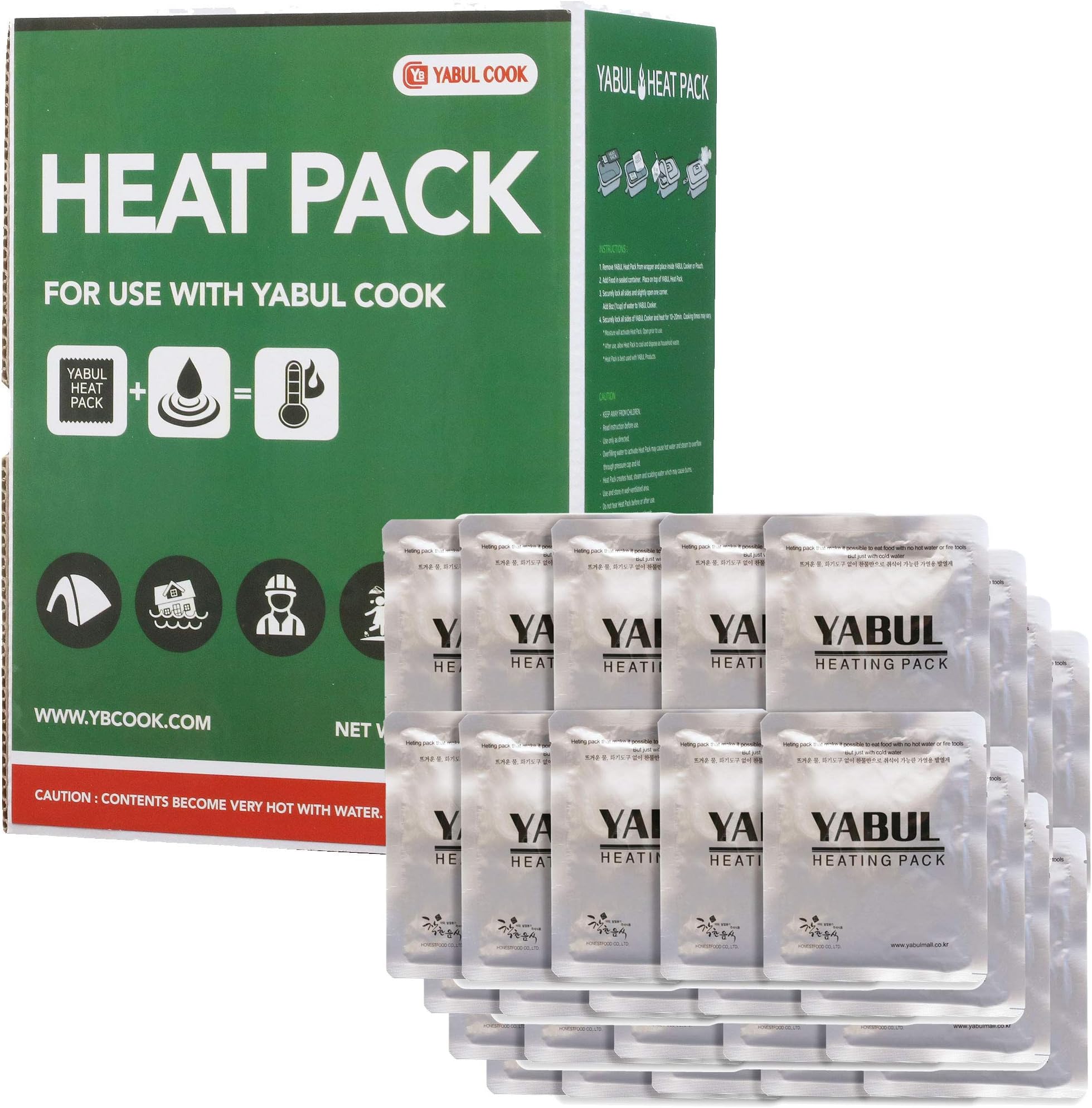 Yabul Large 80g Flameless Heater Heating Pack Set for Yabul Cooker - Safe Fuel to Heat Warm MRE Rations, Camping Foods Fast Anytime without Fire