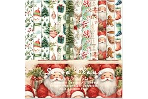 EAMOTOL Christmas Scrapbook Paper Pad 6''x 6'' - 24 Sheets Santa Claus Snowman Patterned Designed Decorative Decoupage Folded Card Material DIY Crafts Wrapping Planners Journals Photo Album
