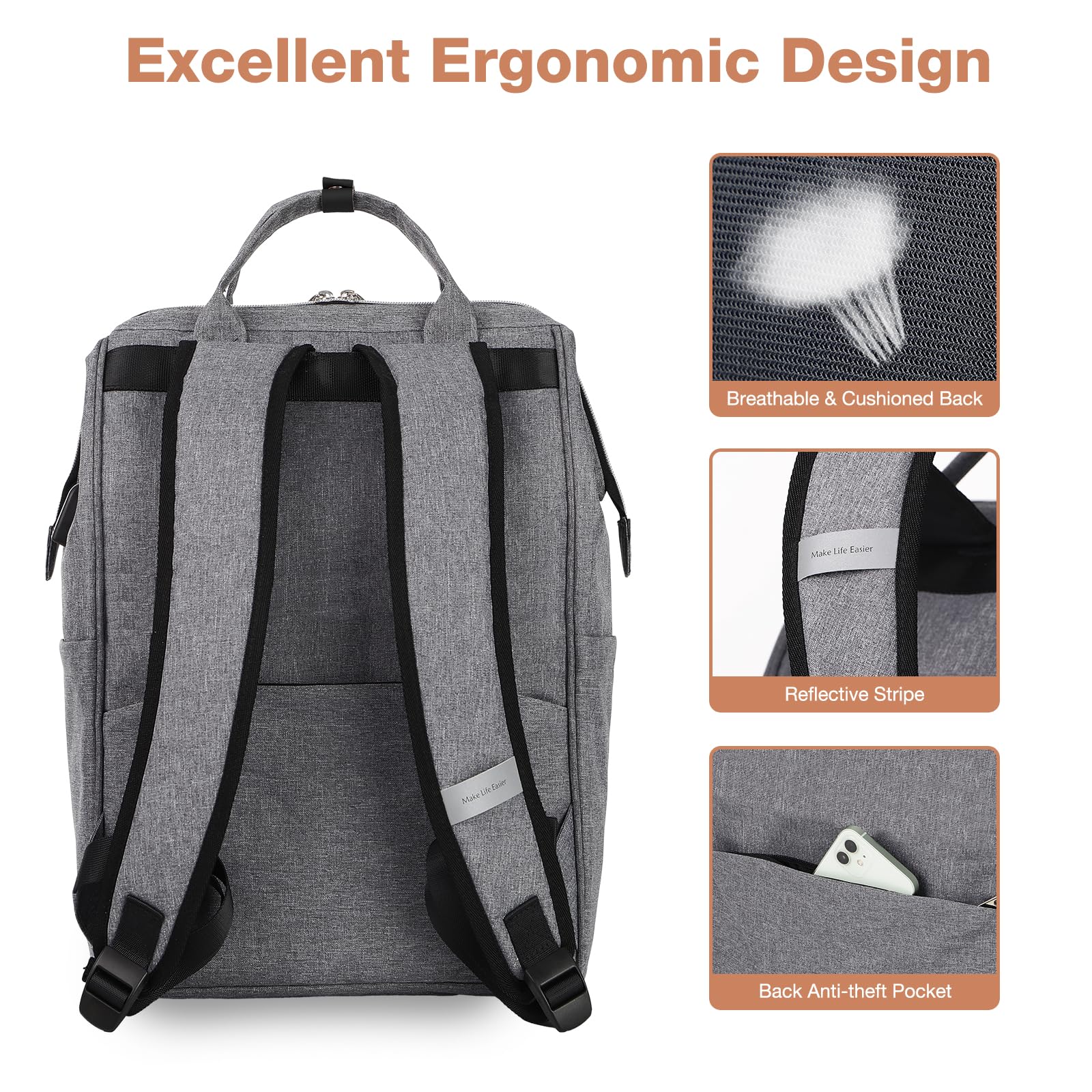 Zaino Donna BAFMSREG Portatile Impermeabile 15.6 Pollici – Elegante Per Scuola, Università, Viaggi E Ufficio