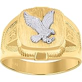 Jewels By Lux 10kt Two-Tone Gold Mens Eagle Signet Ring