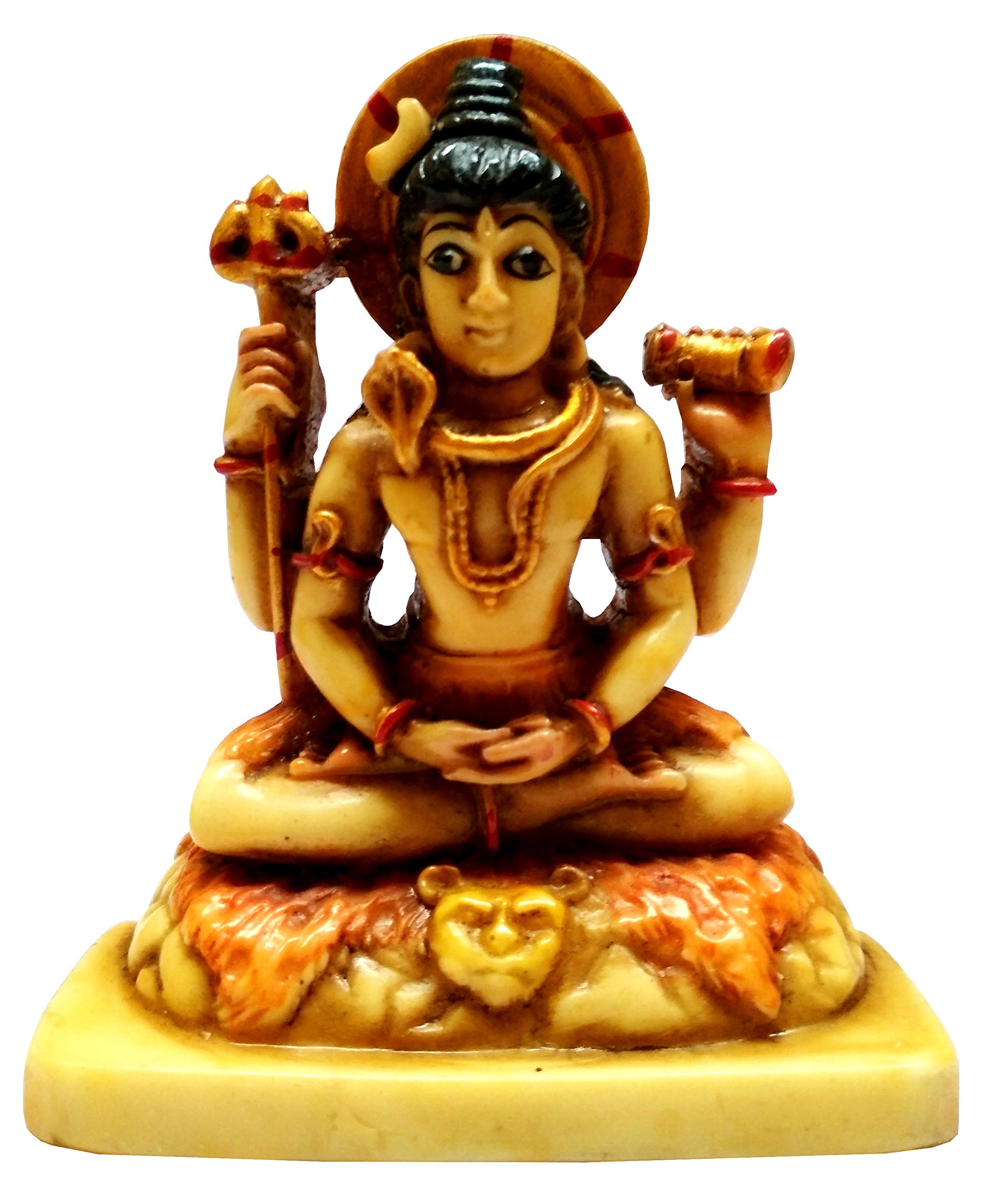 Purpledip Resin Idol Lord Shiva Mahadev, the Destroyer of Evils: Stone Finish Statue for Home Temple (11646)
