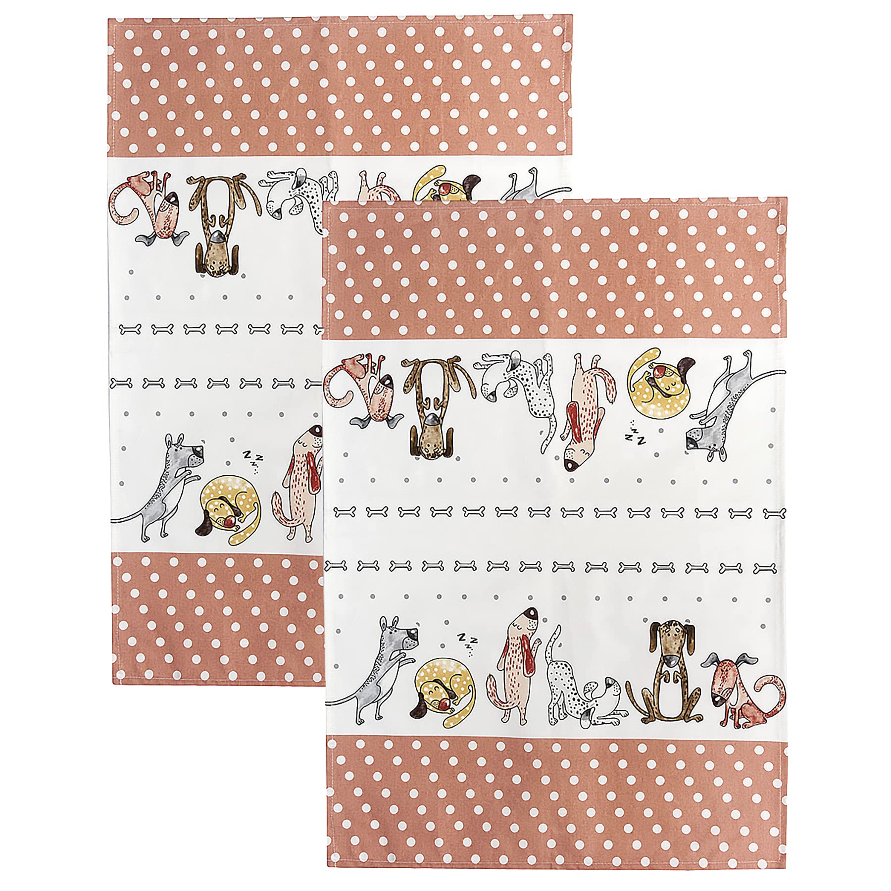 SPOTTED DOG GIFT COMPANY Tea Towels for Kitchen, Pack 2 pcs Dish Towels 100% Cotton Absorbent, 70 x 50cm, Cute Funny Dog Themed Kitchen Accessories & Gifts for Dog Lovers