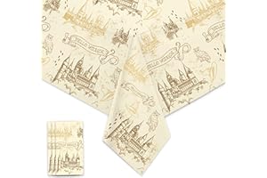 Vusnud 3 Packs - Wizard Tablecloth, Plastic Wizards Themed Halloween Table Covers, Disposable Magical Party Supplies, 52 x 108'', Fit for 8 Ft Table, for Halloween Party Decoration
