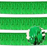 3 Pack 10 Ft Green Foil Fringe Garland Metallic Streamers Tinsel Banner Wall Hanging Garland Backdrop for Parade Floats, Halloween, Christmas, Thanksgiving, New Year Party Decorations