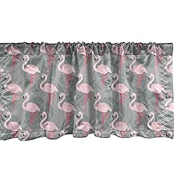Ambesonne Flamingo Window Valance, Faded Island