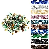 Onlyfire 10 Pounds Blended Reflective Fire Glass for Fire Pit Fireplace and Landscaping, 1/4 Inch Mixed Colored High Luster Fireglass Rocks for Outdoor & Indoor Use - Gold+Light Green+Copper