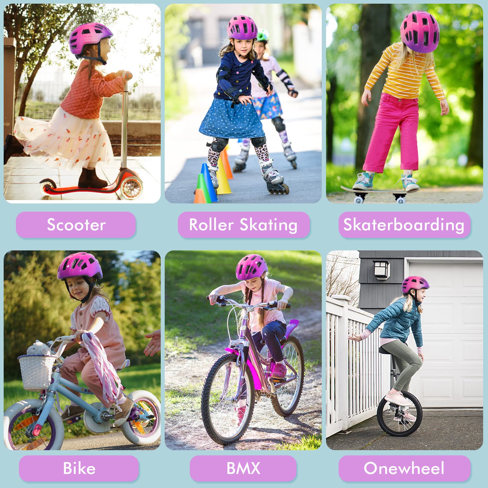 Zacro Kids Bike Helmet for Boys and Girls - from Toddler to Youth Ages 2-5/5-8/8-14 Years Old, Adjustable Multi-Sport Bicycle Skateboard Roller Skating Scooter Balance Bike Helmets for Children Safety