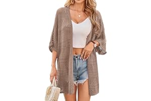 GRACE KARIN Womens Crochet Cardigan Sweaters 2026 Summer Short Sleeve Cardigans Lightweight Oversized Knit Boho Kimono