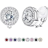 FASACCO Clip On Earrings for Women Lightweight Clip on Rhinestone Non Pierced Clip Earrings Crystal Wedding Formal Earring Birthstone Earring (With Box)