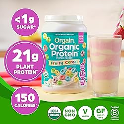 Orgain Organic Vegan Protein Powder, Fruity Cereal