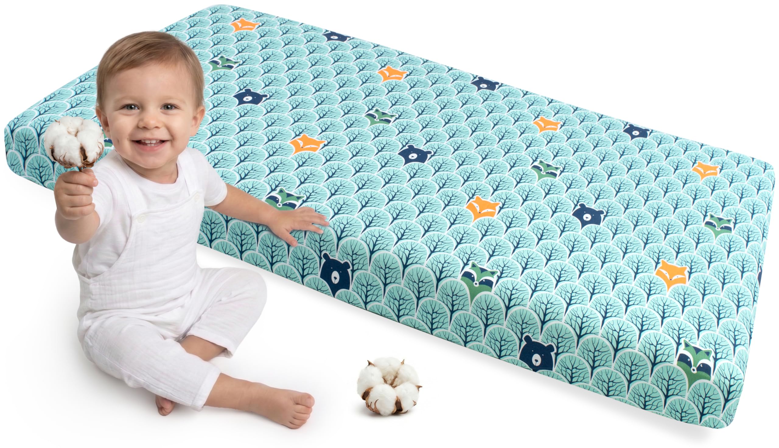 Medi Partners Fitted Sheet 60x120 cm 100% Cotton Baby Bed Linen Mattress Cot (Forest) — image 1